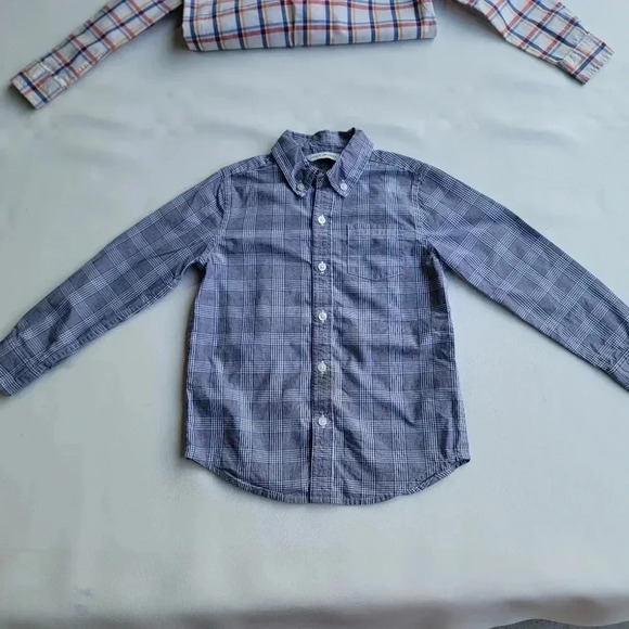 Lot of 2 Janie Jack Boy's Shirt Button Down Long Sleeves Plaid Cotton Blue sz 4 - Picture 4 of 7